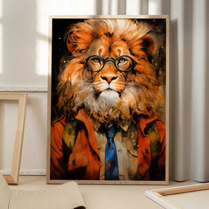 Tablou înramat „Lion Watercolor Animal Art” de Justyna Jaszke