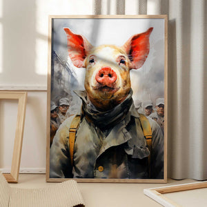 Tablou înramat „Pig 1984 Watercolor Animal Art” de Justyna Jaszke