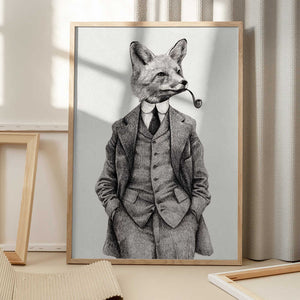 Tablou înramat „The Vintage-style Fox” de Mike Koubou