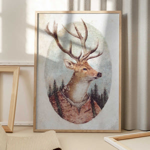 Tablou înramat „Deer In A Rustic Outfit” de Mike Koubou