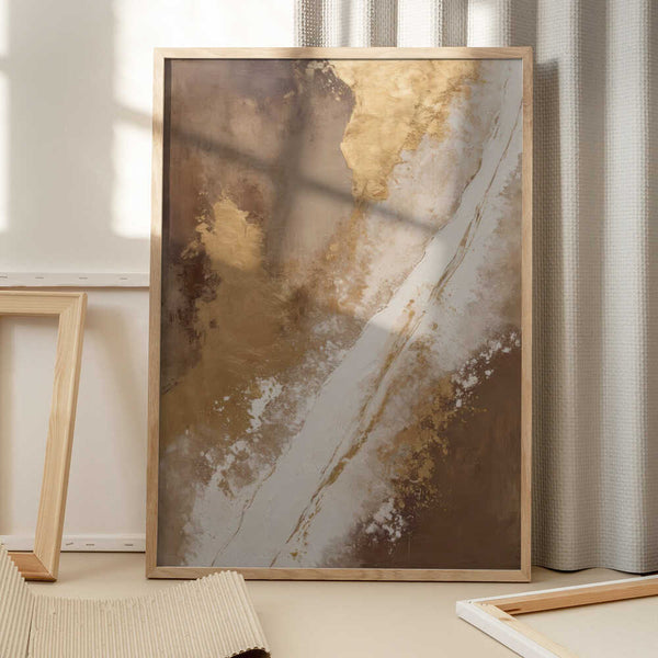 Tablou înramat „Earthy Tones With Gold Accents” de Alpenglow Workshop