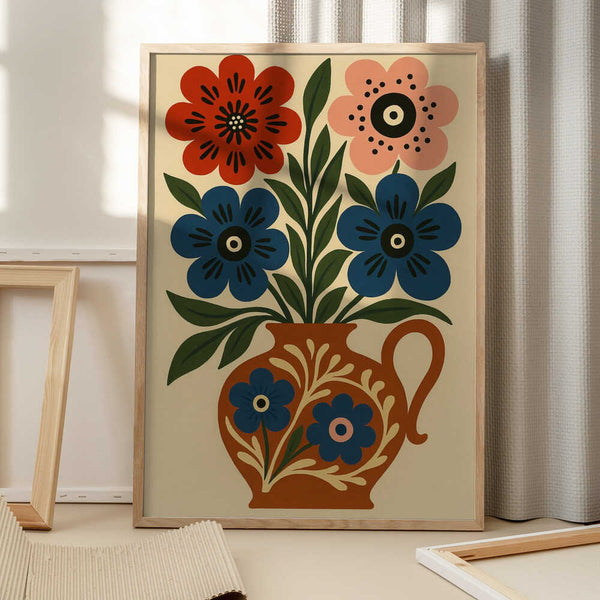 Tablou înramat „Floral Vase Delight” de Marianne Bassil