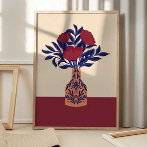 Tablou înramat „Burgundy Poppies In a Vase” de Angela Minca