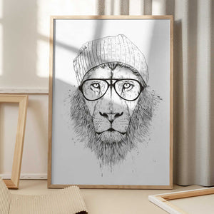 Tablou înramat „Cool Lion Bw” de Balazs Solti