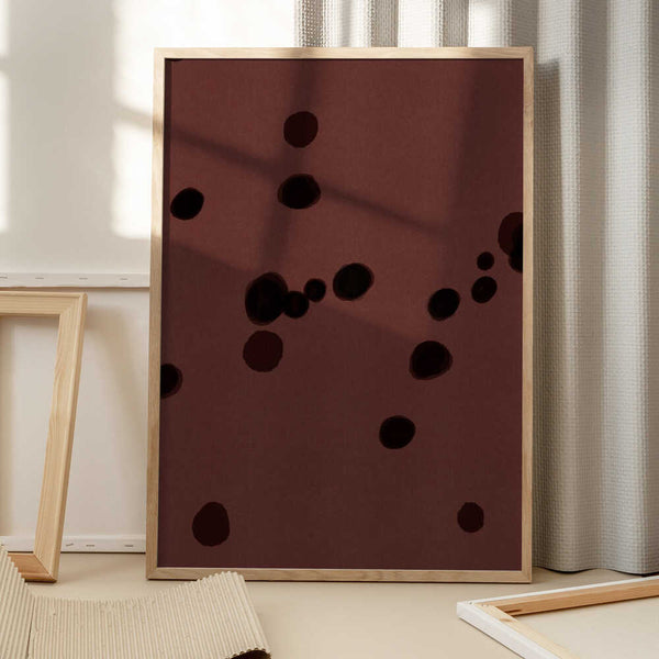 Tablou înramat „Dark Cocoa Dots” de Mela Patterns