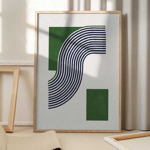 Tablou înramat „Moden Green Line Objects No.11” de THE MIUUS STUDIO