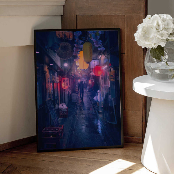 Tablou înramat „Tokyo Blue Rain” de Javier de la Torre