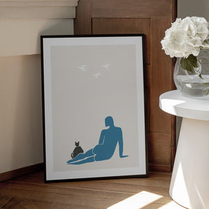 Tablou înramat „Woman and Cat” de Pictufy Studio II