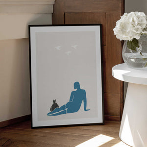 Tablou înramat „Woman and Cat” de Pictufy Studio II