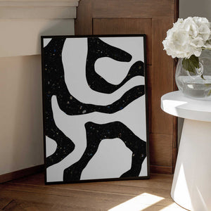 Tablou înramat „Organic Black Forms with Speckled Patterns” de uplusmestudio