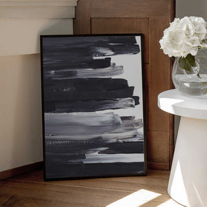 Tablou înramat „Monochrome Brushstrokes” de uplusmestudio