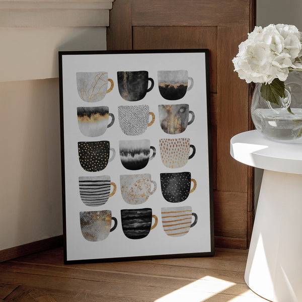 Tablou înramat „Pretty Coffee Cups” de Elisabeth Fredriksson