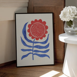 Tablou înramat „Red Flower / Lino Print” de Alisa Galitsyna