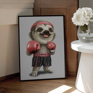 Tablou înramat „the boxing sloth” de Adam Lawless