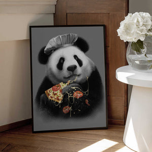 Tablou înramat „panda loves pizza” de Adam Lawless