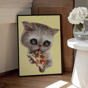 Tablou înramat „cat loves pizza” de Adam Lawless