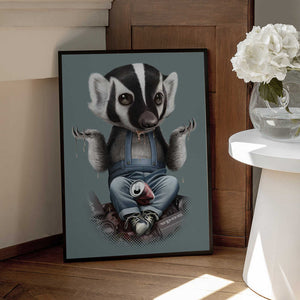 Tablou înramat „badger chill” de Adam Lawless