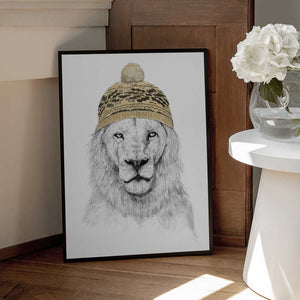 Tablou înramat „Winter Lion” de Balazs Solti