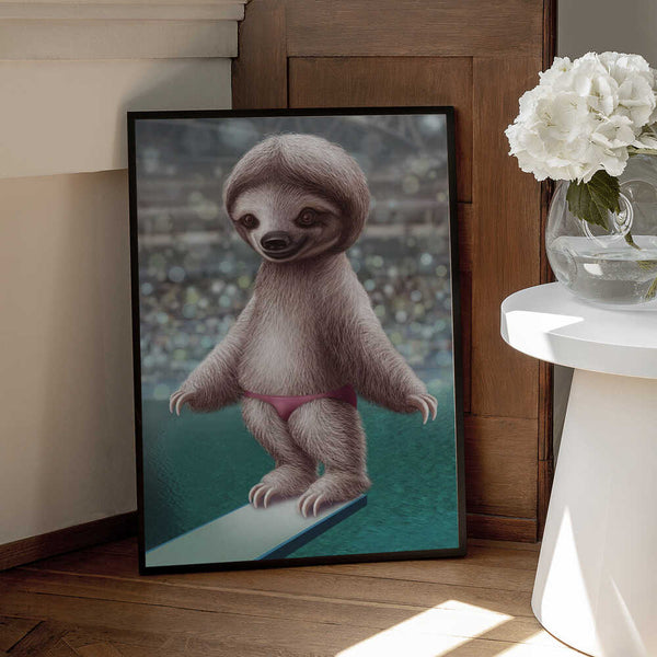 Tablou înramat „SLOTH THE DIVER” de Adam Lawless