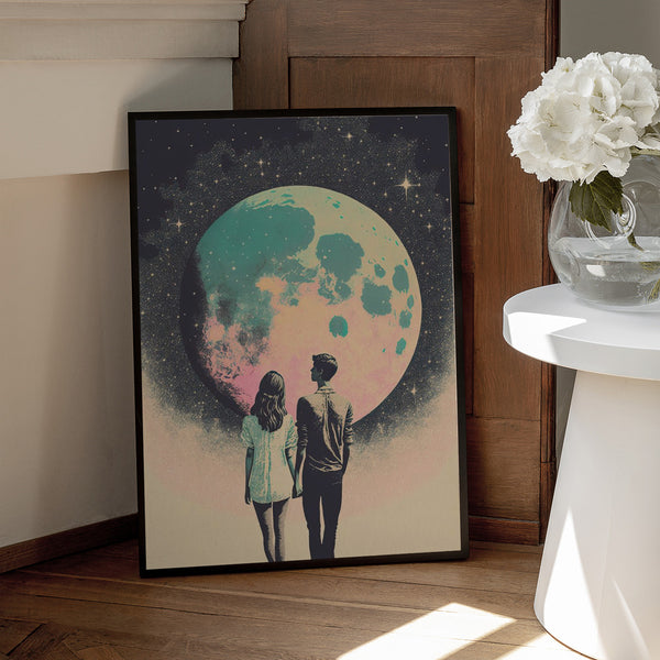 Tablou înramat „Lunar Lovers&#039; Journey” de Treechild