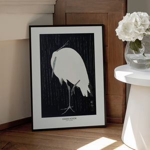 Tablou înramat „Egret In The Rain” de Ohara Koson