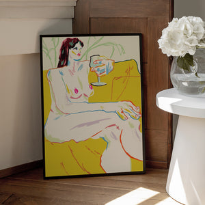 Tablou înramat „Girl With A Wineglass” de Francesco Gulina
