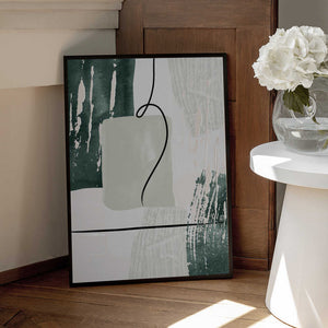 Tablou înramat „Abstract Shapes in Green-3” de Sally Ann Moss
