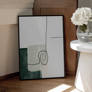 Tablou înramat „Abstract Shapes in Green-1” de Sally Ann Moss