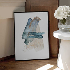 Tablou înramat „Atlantic Blue Abstract-3” de Sally Ann Moss