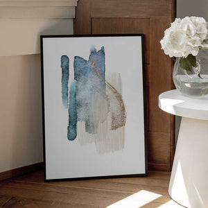 Tablou înramat „Atlantic Blue Abstract-2” de Sally Ann Moss
