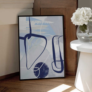 Tablou înramat „Lines of Blue-1” de Sally Ann Moss