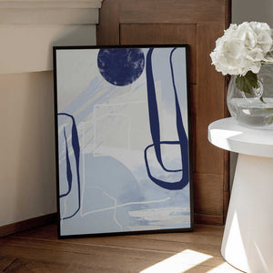 Tablou înramat „Lines of Blue-3” de Sally Ann Moss