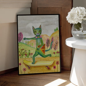 Tablou înramat „Pizza Cat” de Sharyn Bursic