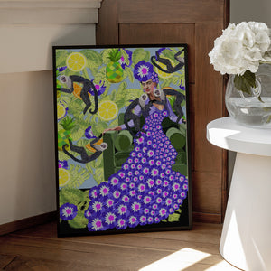 Tablou înramat „Frida in the Garden” de Lynnda Rakos