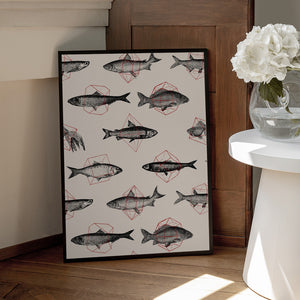 Tablou înramat „Fishes In Geometrics Nº4” de Florent Bodart