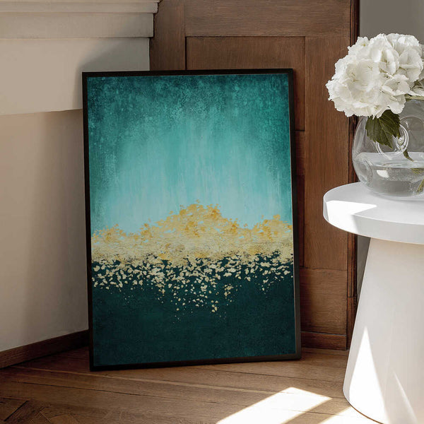 Tablou înramat „Golden Dawn Teal” de Alyson Storms