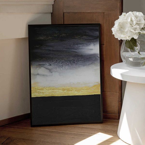 Tablou înramat „Noir and Gold” de Alyson Storms