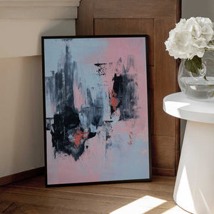Tablou înramat „Pink and Grey Abstract 3” de Alyson Storms