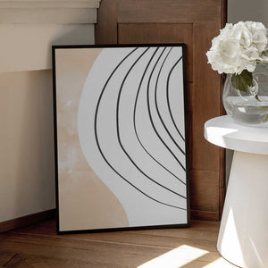 Tablou înramat „Beige Black Line Art” de Melloi Art Prints