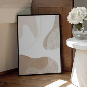 Tablou înramat „Abstract Earth Tones with Organic Lines” de Melloi Art Prints