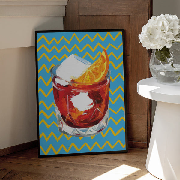 Tablou înramat „Negroni Blue” de Alice Straker