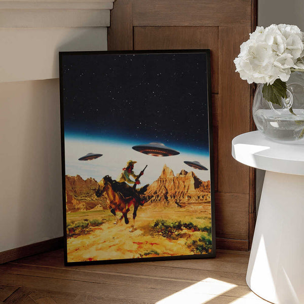 Tablou înramat „UFO Space Chase” de Taudalpoi