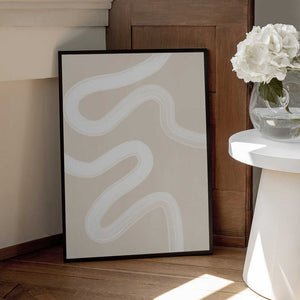 Tablou înramat „Beige One Line Drawing” de Elena Ristova