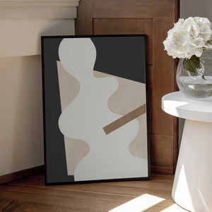 Tablou înramat „Beige Graphic Curves Art” de Elena Ristova