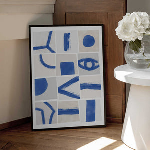 Tablou înramat „Minimalist Blue Brushstrokes” de Elena Ristova