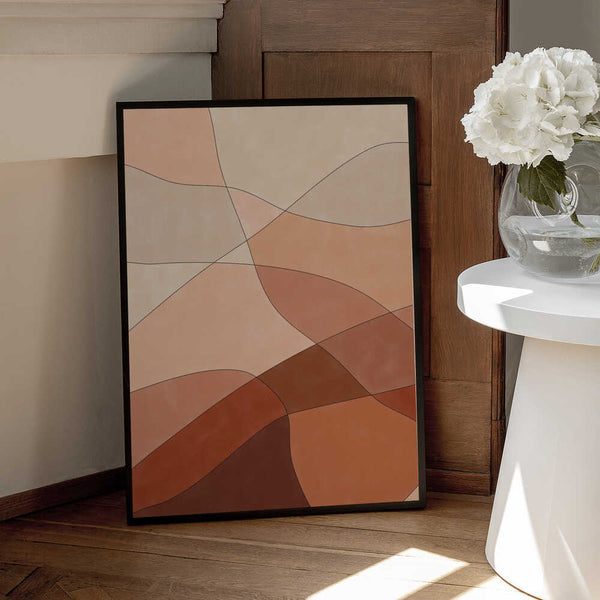 Tablou înramat „Flowing Lines And Warm Earth Tones” de Elena Ristova