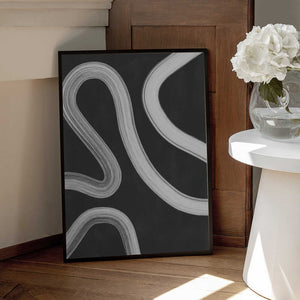 Tablou înramat „Curved Monochrome Paths” de Elena Ristova