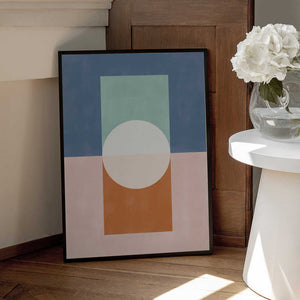 Tablou înramat „Geometric Shapes And A Muted Color Palette” de Elena Ristova