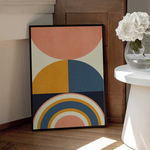 Tablou înramat „Rainbow Plus Shapes  Blue Mustard10” de Ana Rut Bre