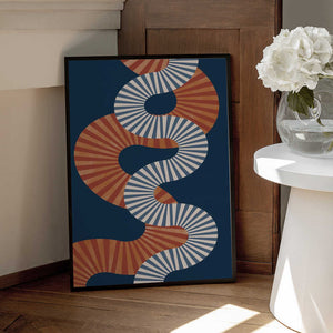 Tablou înramat „Winding Pattern In Retro Colors” de Elena Ristova